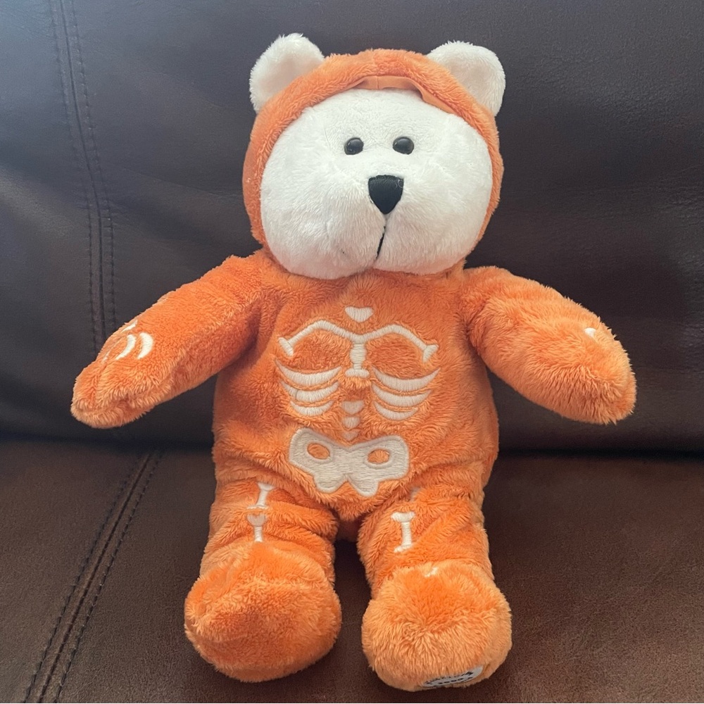 Starbucks Coffee Company 2004 Bearista Orange Skeleton Bear Plush 10”